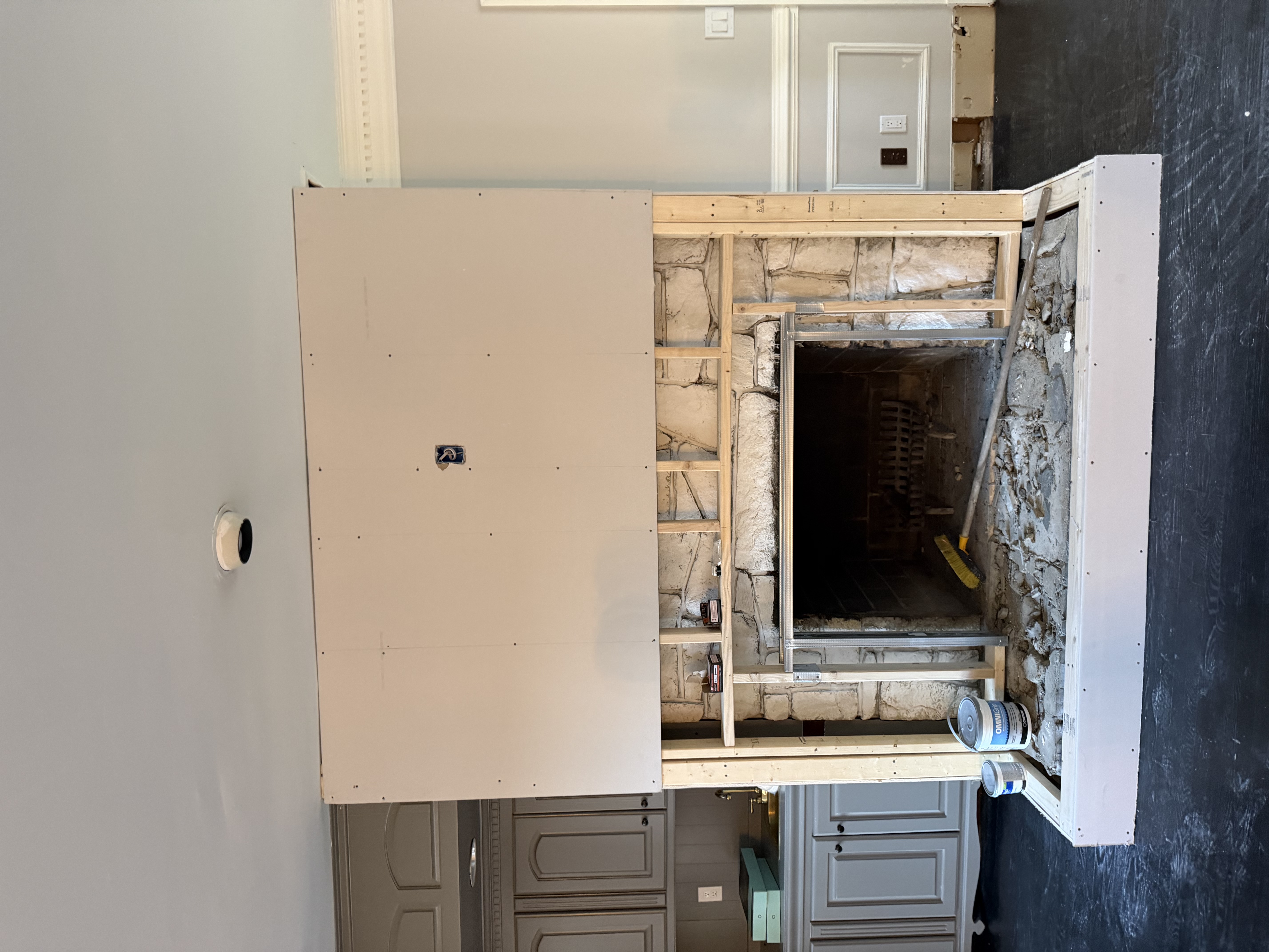 Custom fireplace drywall craftsmanship